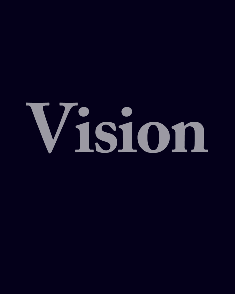 セリフ体の「Vision」という文字情報、背景透過PNG、不透明度60%
