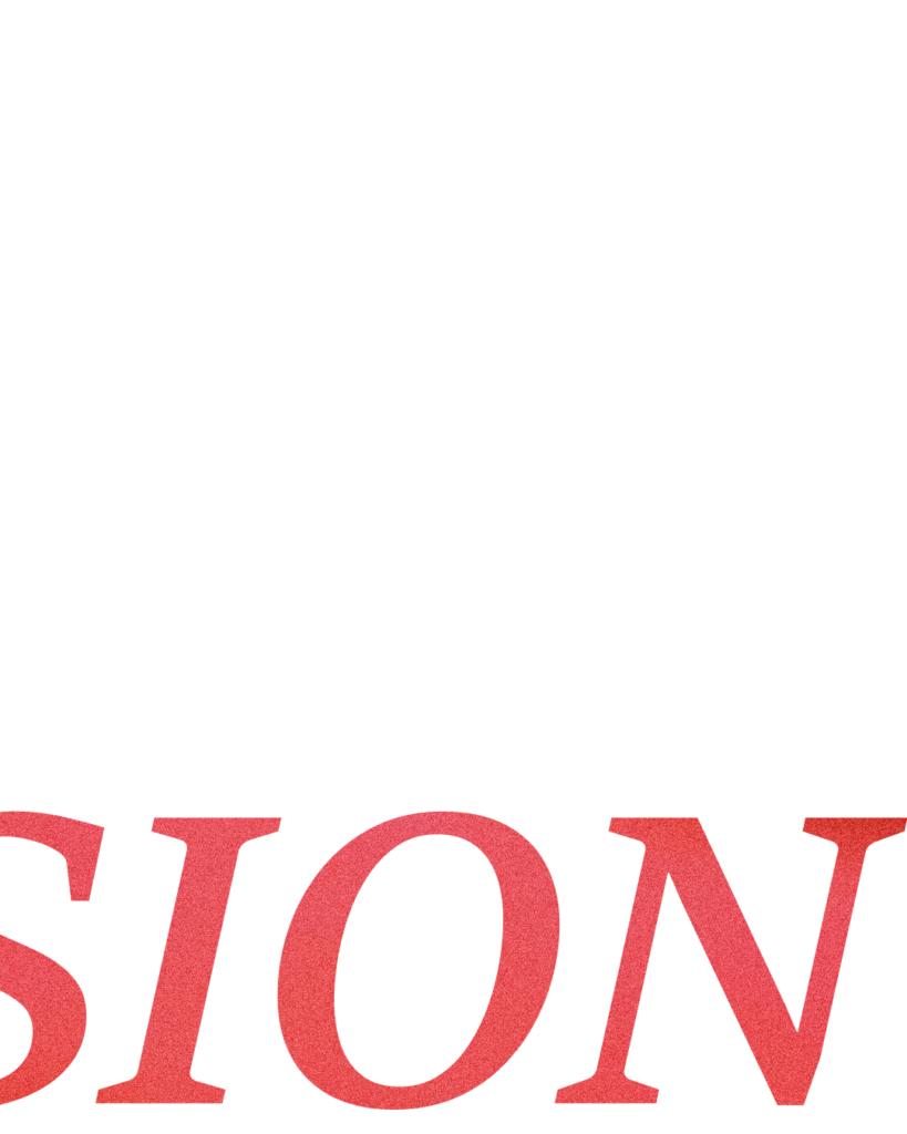 下部に赤いグラデーションが施された「SION」の文字が力強く配置された、白背景のデザイン画像
