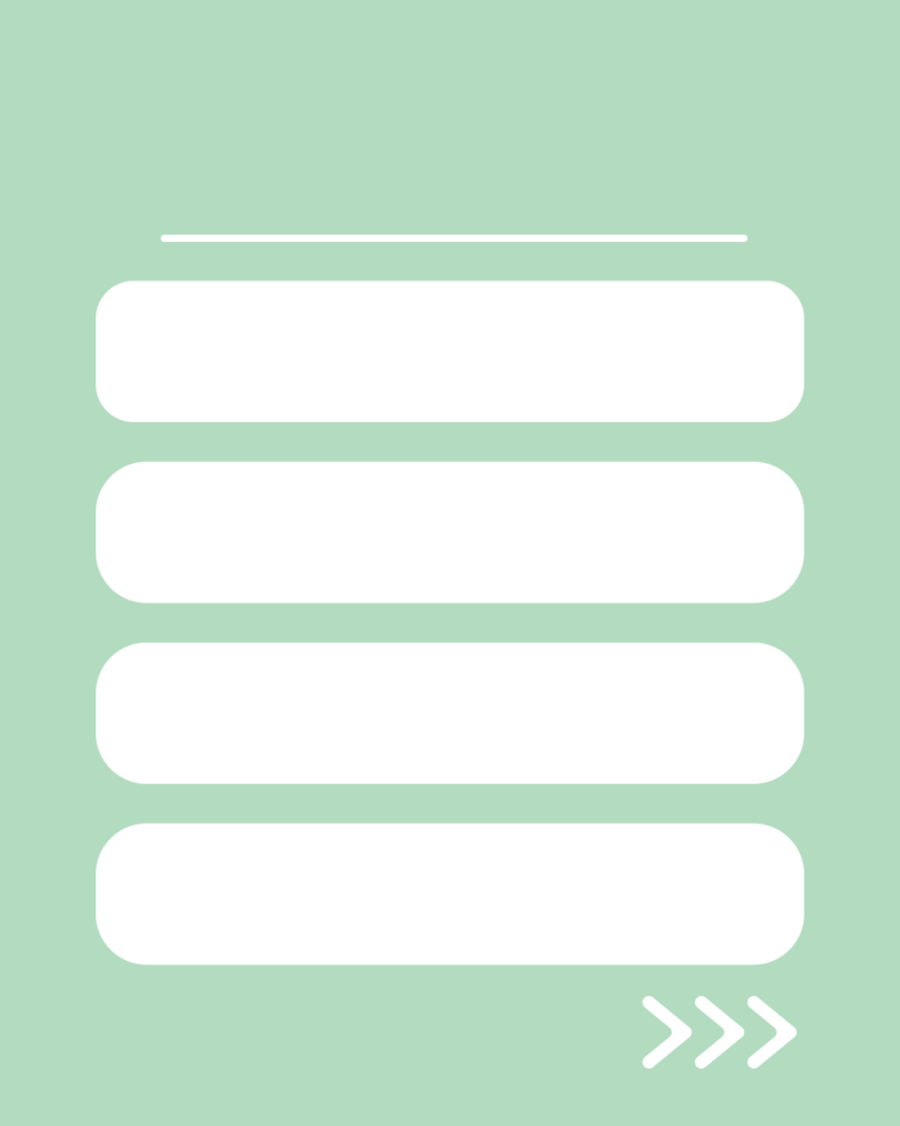 ピスタチオミストの背景に、4つの情報を並べて記載できる白い枠とスワイプ矢印が付いたスライドテンプレート

