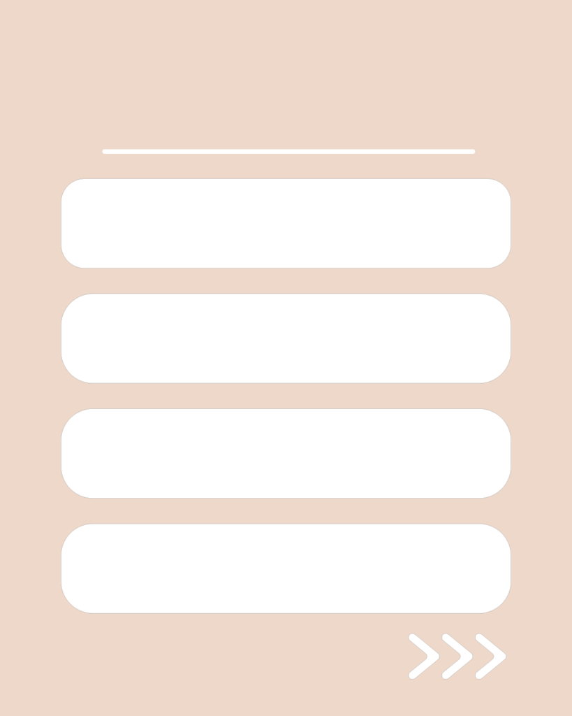 ミルクティーピンクの背景に、4つの情報を並べて記載できる白い枠とスワイプ矢印が付いたスライドテンプレート

