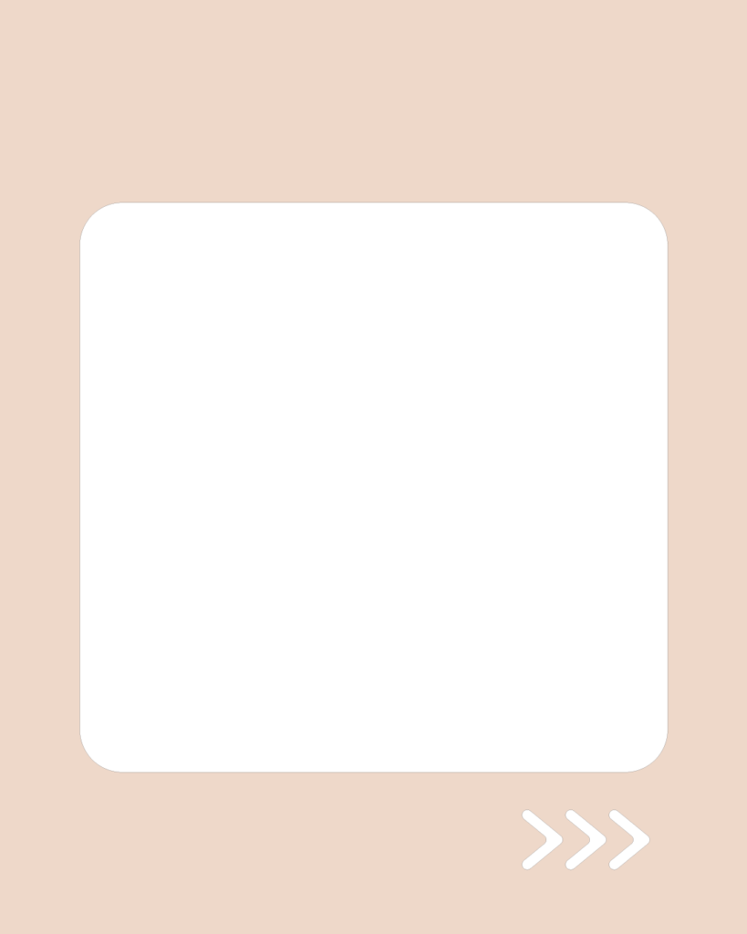 ミルクティーピンクの背景と白い正方形、右下にスワイプを促す矢印が付いた投稿用スライドテンプレート
