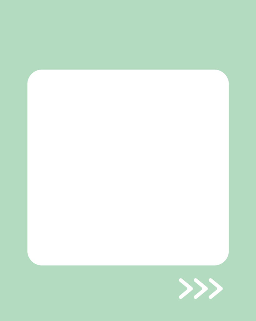 ピスタチオミストの背景と白い正方形、右下にスワイプを促す矢印が付いた投稿用スライドテンプレート
