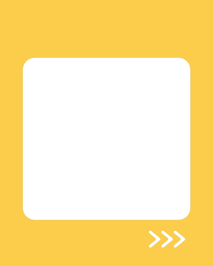 ミモザ・イエローのインスタ背景素材。中央に大きな白い角丸の正方形、右下には次へ進むことを示す3つの矢印アイコンが配置されたシンプルなデザイン。