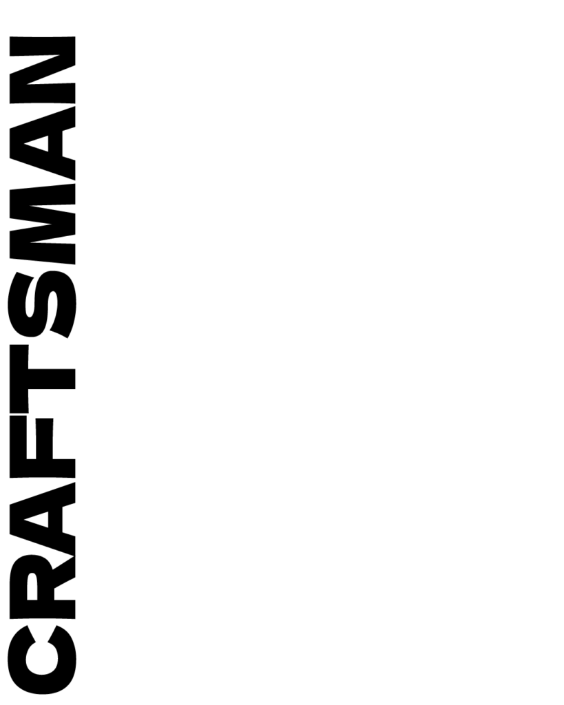 白背景の左端に「CRAFTSMAN」の文字が垂直（縦方向）に配置された、シンプルで力強い印象の背景用画像

