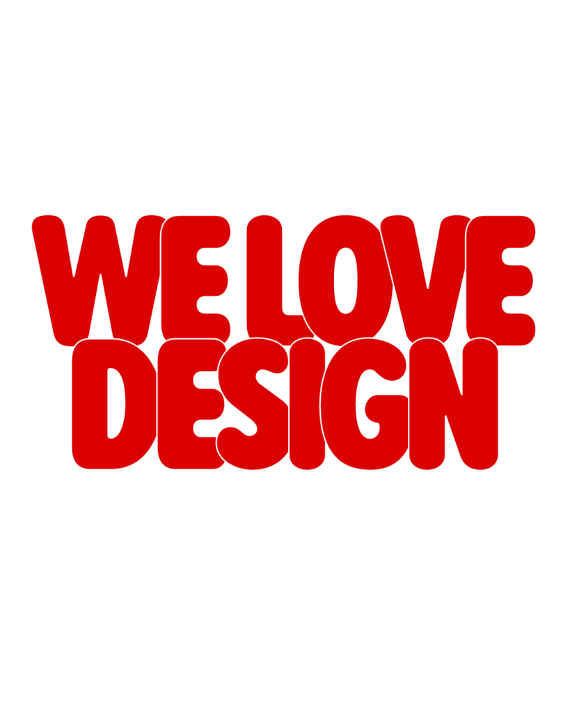 製造業インスタ向け「WE LOVE DESIGN」赤色ポップフォントのロゴ・文字素材
