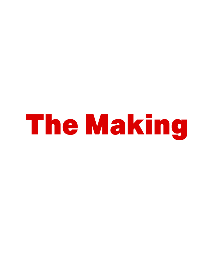 白背景に赤色で太字の「The Making」という英単語が中央に配置されたタイポグラフィ画像
