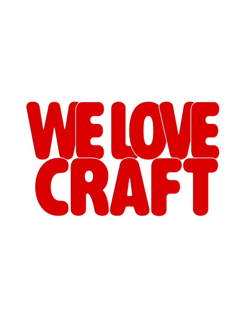 製造業インスタ向け「WE LOVE CRAFT」赤色ポップフォントのロゴ・文字素材
