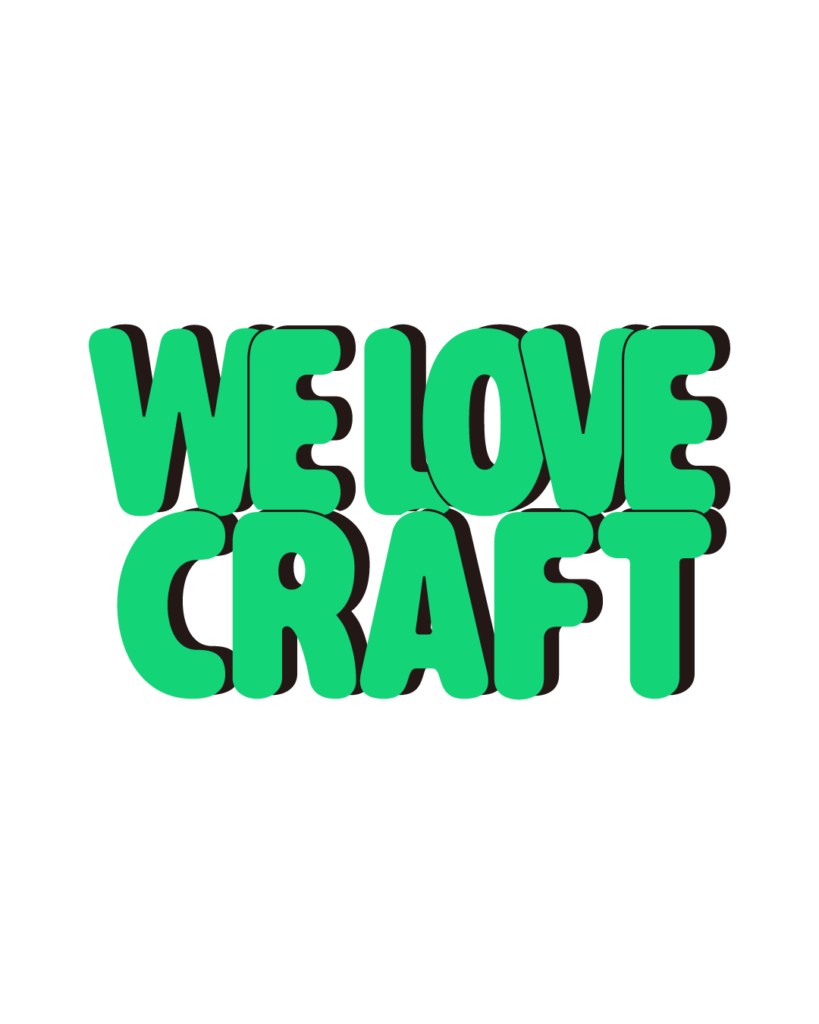 製造業インスタ向け「WE LOVE CRAFT」緑色ポップフォントのロゴ・文字素材
