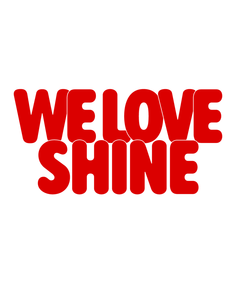 製造業インスタ向け「WE LOVE SHINE」赤色ポップフォントのロゴ・文字素材
