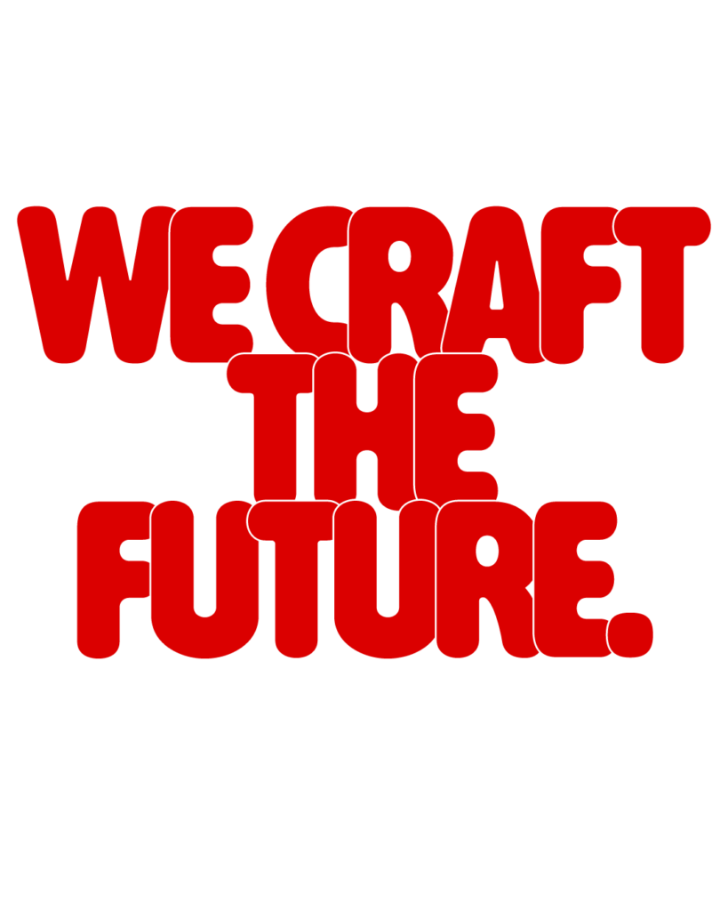 製造業インスタ向け「WE CRAFT THE FUTURE.」赤色ポップフォントのロゴ・文字素材
