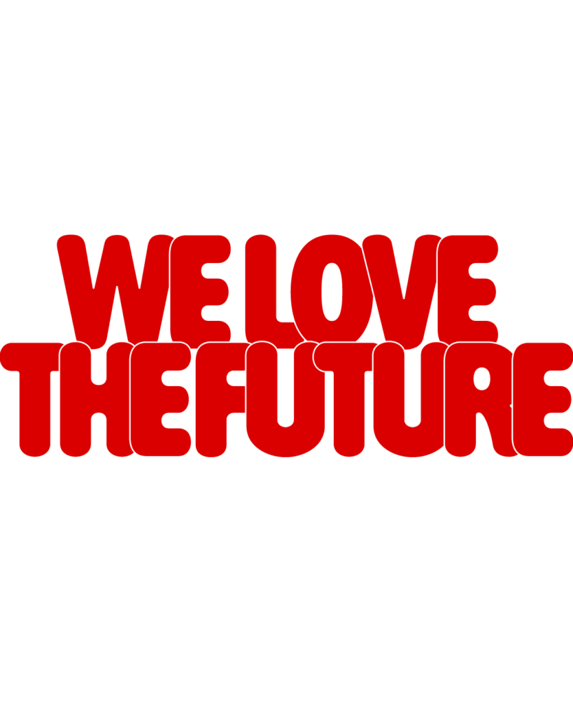 製造業インスタ向け「WE LOVE THE FUTURE」赤色ポップフォントのロゴ・文字素材

