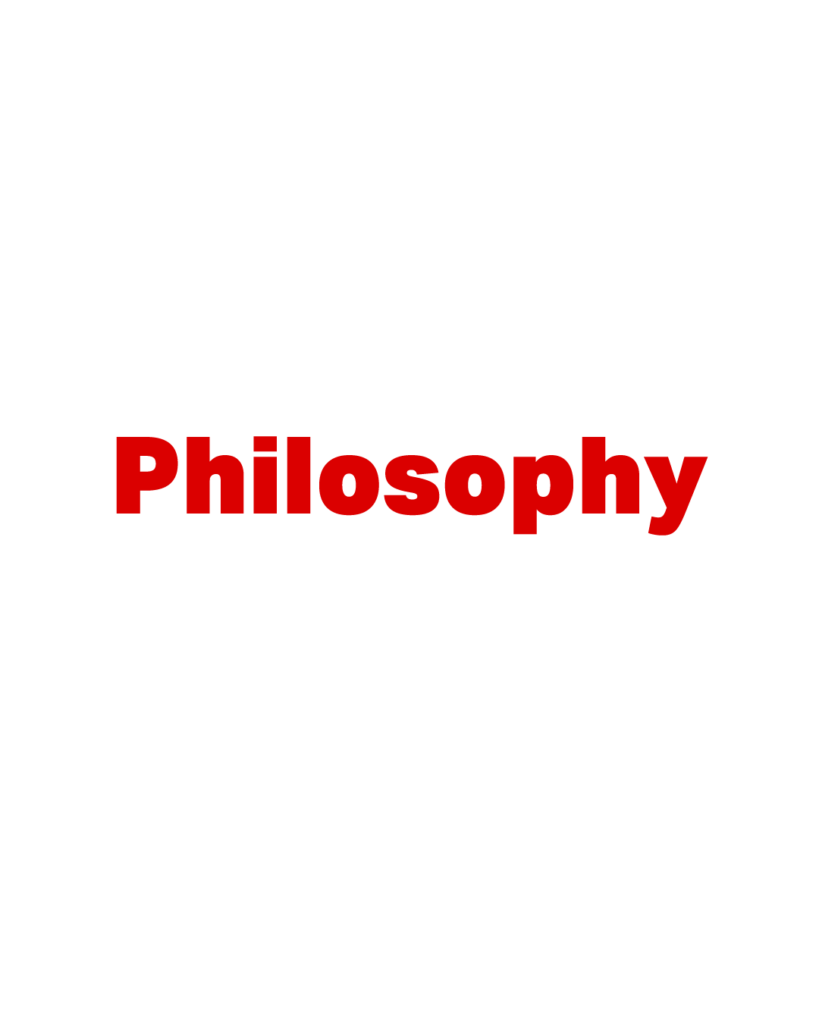 白背景に赤色で太字の「Philosophy」という英単語が中央に配置されたタイポグラフィ画像

