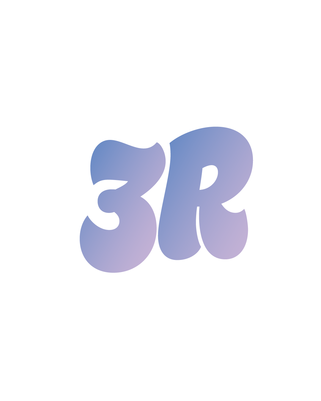 立体的なグラデーションで描かれた「3R」のロゴイラスト